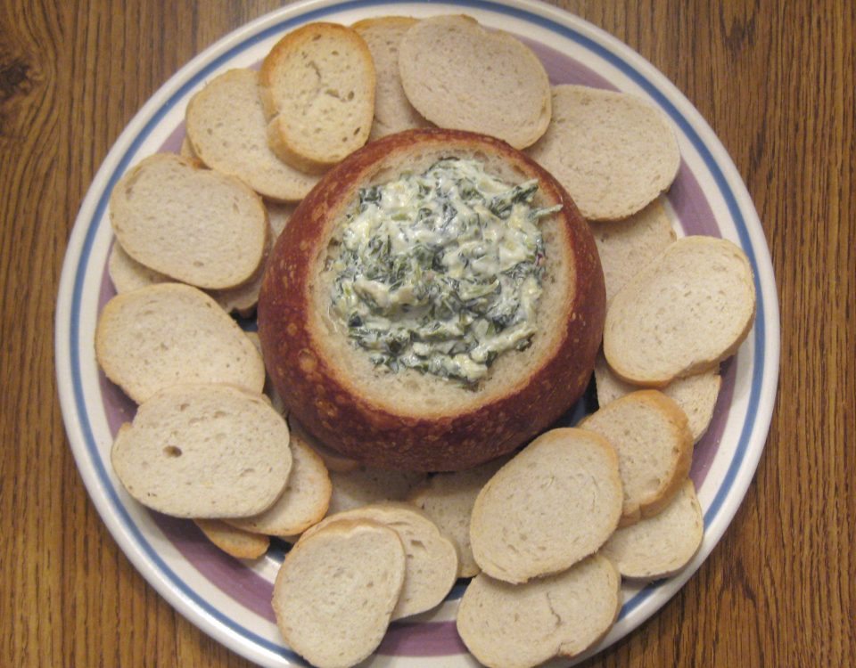 artichoke spin dip bread bowl