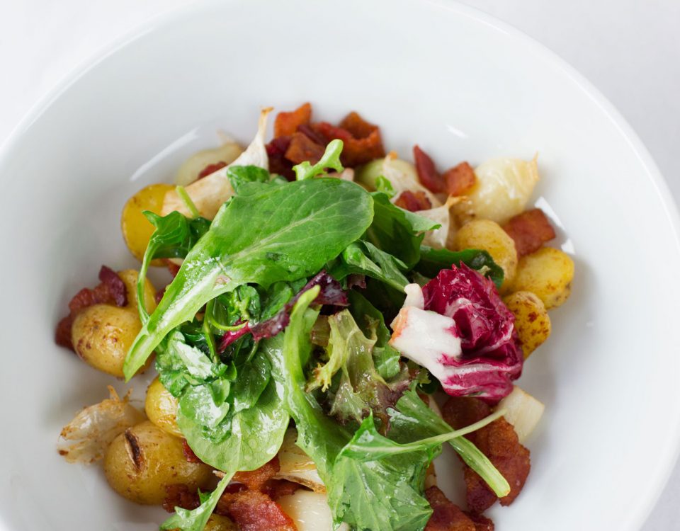 bacon garlic watercress salad
