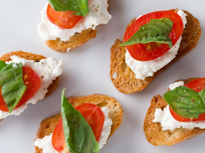 Tomato and Basil Ricotta Crostini