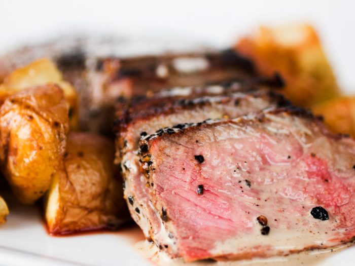 Pan-Seared New York Strip with Bourbon Cream Sauce