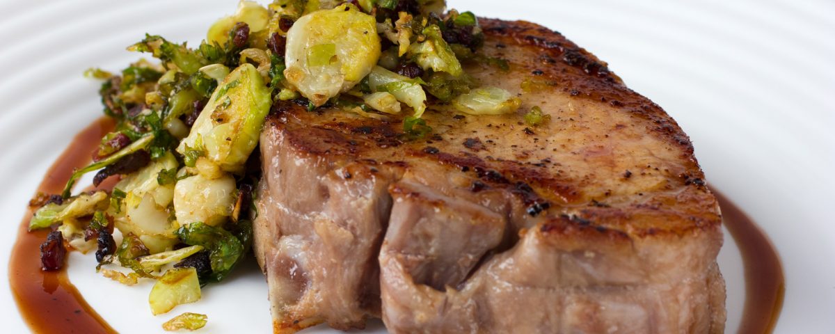 smoked pork chop brussel sprouts