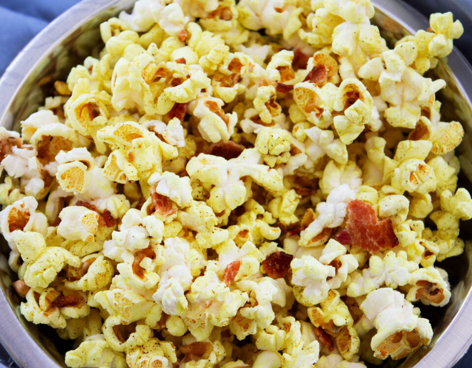 bacon popcorn in bowl