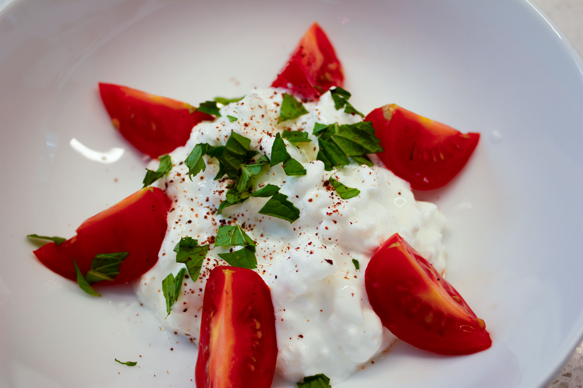 cottage cheese and tomato salad